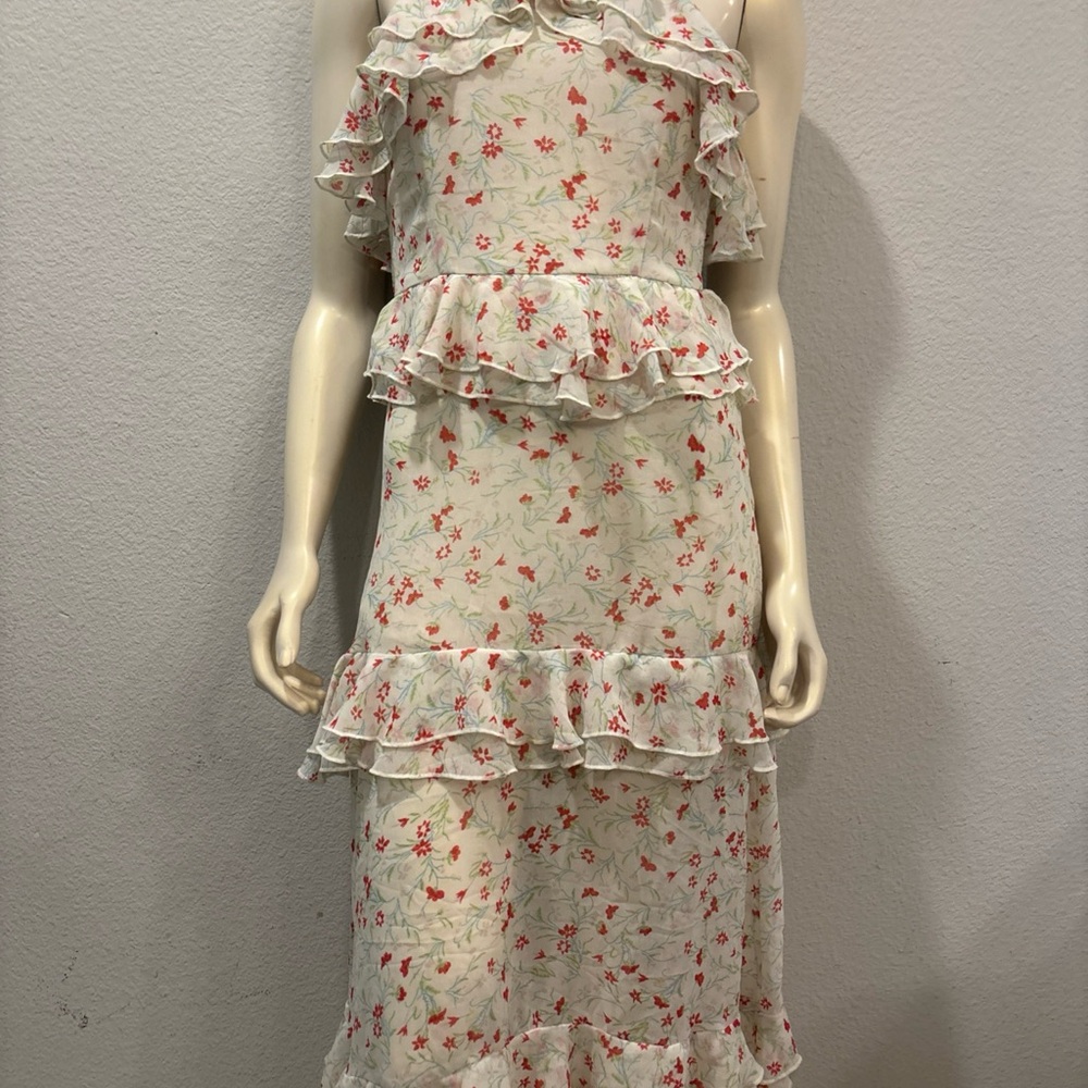 Urban Outfitters Sz 0 Sacramento Tiered Floral Halter Dress Cottagecore Fairy